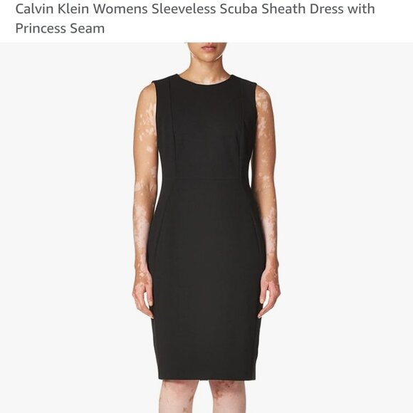 Calvin Klein Womens Sleeveless Scuba Sheath Dress with Princess Seam - Picture 3 of 12